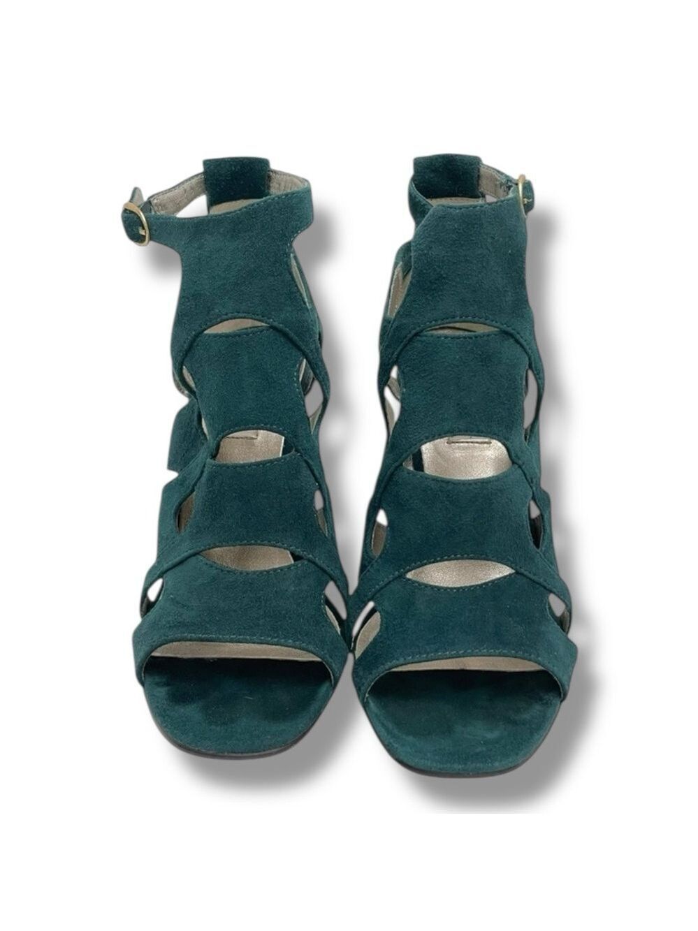 Steve Madden Portreit Teal Suede Cutout Criss Cross Block Heel Sandals Size 7M - Picture 2 of 11